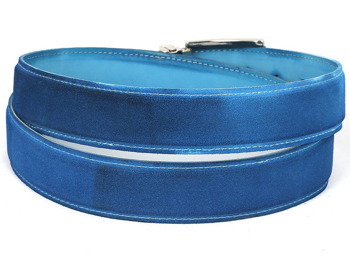PAUL PARKMAN Men's Blue Suede Belt (ID#B06-BLU) (XL)