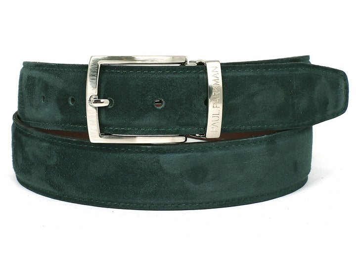 PAUL PARKMAN Men's Green Suede Belt (ID#B06-GREEN) (M)