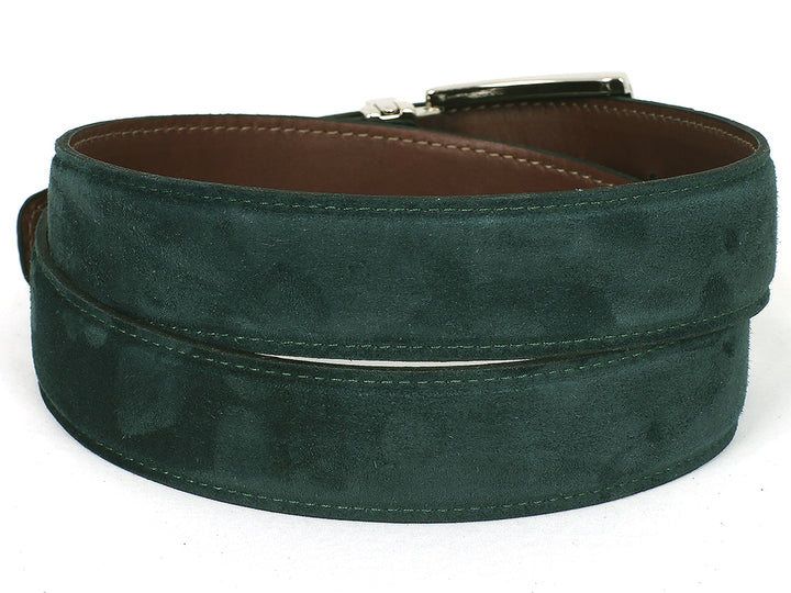 PAUL PARKMAN Men's Green Suede Belt (ID#B06-GREEN) (S)