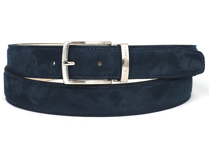 PAUL PARKMAN Men's Navy Suede Belt (ID#B06-NAVY) (XXL)