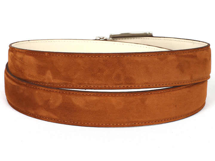 PAUL PARKMAN Men's Tobacco Suede Belt (ID#B06-TABA) (XL)