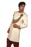 Emperor Look Indian Wedding Cream Sherwani For Men