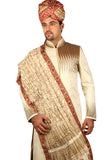 Regal Indian Wedding Blonde Cream Sherwani For Men