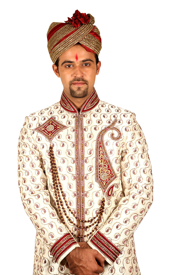 Royal Indian Wedding White Sherwani For Men