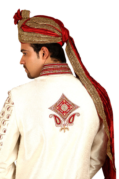 Royal Indian Wedding White Sherwani For Men
