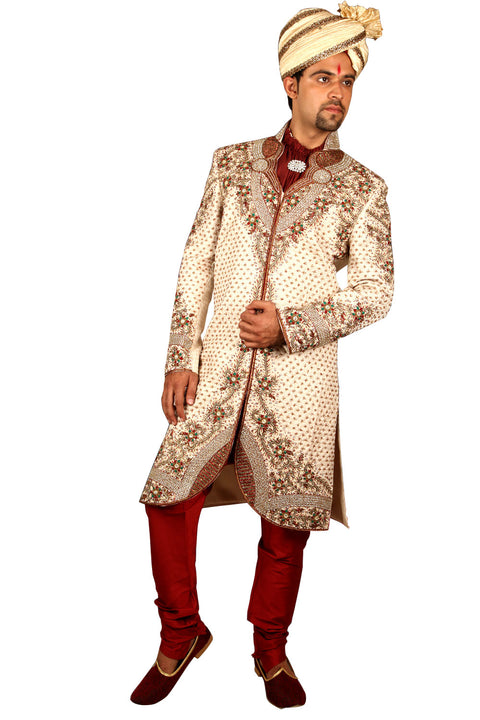 Remarkable Royal Indian Wedding Straw Sherwani For Men