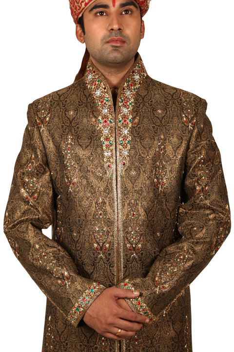 Modish Indian Wedding Copper Sherwani For Men