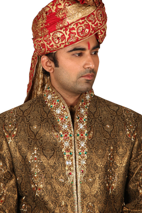 Modish Indian Wedding Copper Sherwani For Men