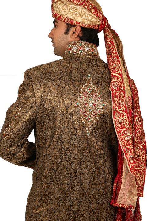 Modish Indian Wedding Copper Sherwani For Men