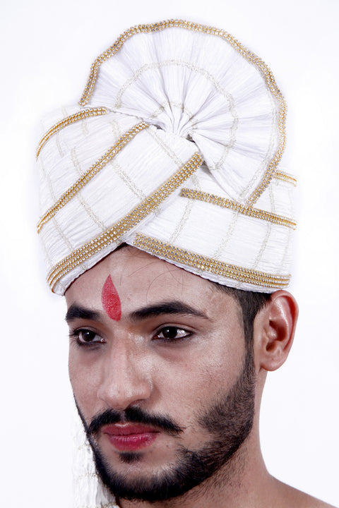 Ready-made White Wedding Safa Turban