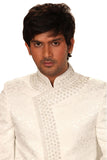 Saris and Things Sparkling White Indo-Western Sherwani for Men BL1007SNT