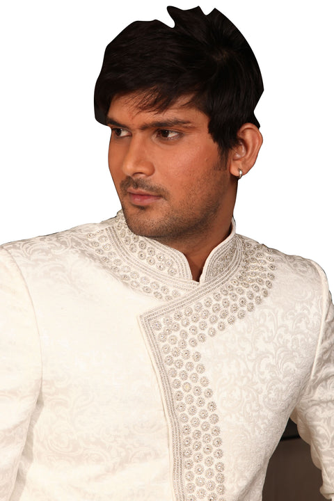 Sparkling White Indowestern Sherwani for Men