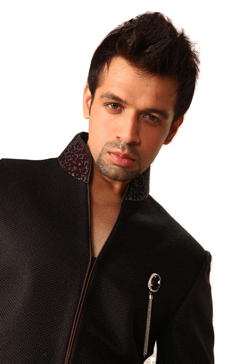 Classy Black Indowestern Sherwani for Men