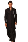Saris and Things Classy Black Indo-Western Sherwani for Men BL1008SNT