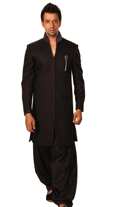 Classy Black Indowestern Sherwani for Men