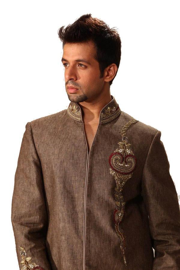 Linen Fabric Indo-Western Sherwani for Men