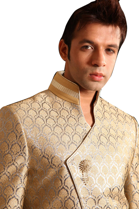 Gold With Silver Indowestern Sherwani for Men