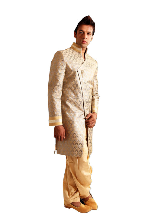 Gold With Silver Indowestern Sherwani for Men