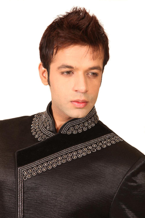 Saris and Things Jarkan Diamond Indo-Western Sherwani for Men BL1019SNT