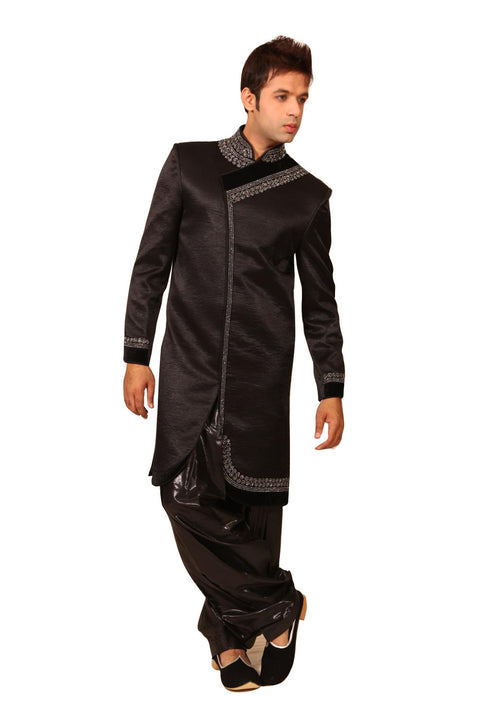 Saris and Things Jarkan Diamond Indo-Western Sherwani for Men BL1019SNT