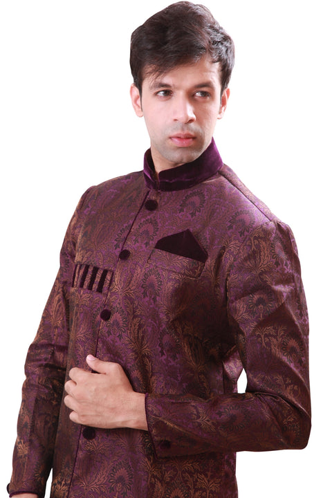 Velvet Work Indian Wedding Indo-Western Sherwani for Men