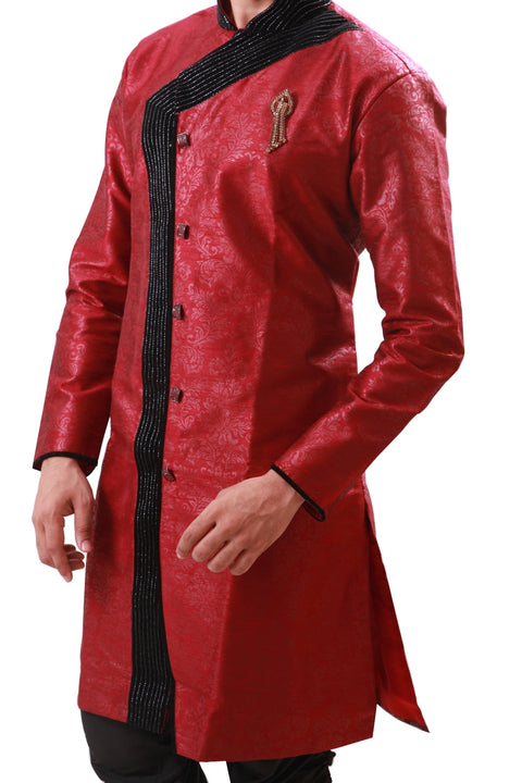 Maroon Indian Wedding Indo-Western Sherwani for Men