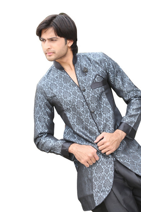 Grey Indian Wedding Indo-Western Sherwani for Men