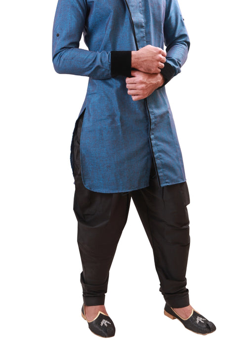 Winter Blue Indian Wedding Indo-Western Sherwani for Men