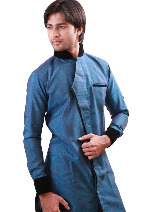 Winter Blue Indian Wedding Indo-Western Sherwani for Men