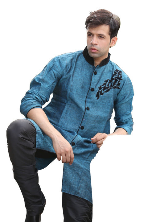 Cerulean Indian Wedding Indo-Western Sherwani for Men