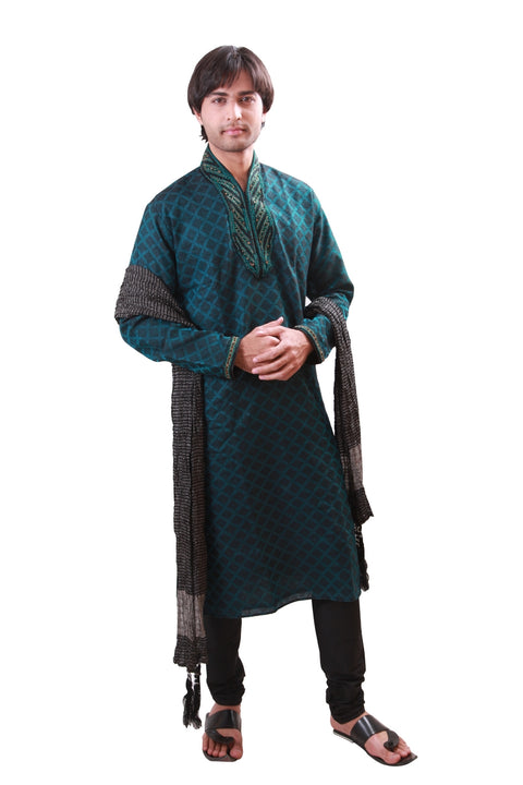 Leaf Green Indian Wedding Indo-Western Sherwani with Embroidery for Men