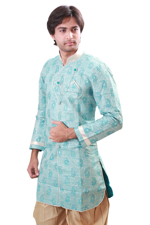 Sky Blue Indian Wedding Indo-Western Sherwani for Men