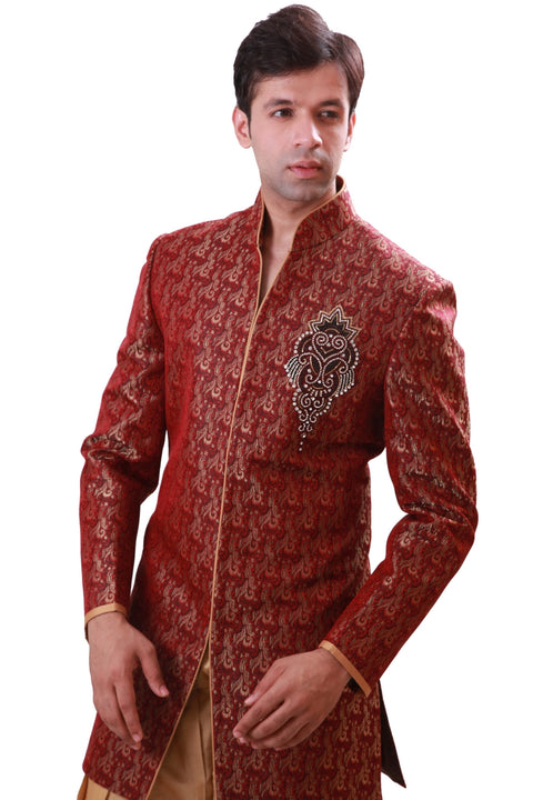 Maroon Indian Wedding Indo-Western Sherwani or Men