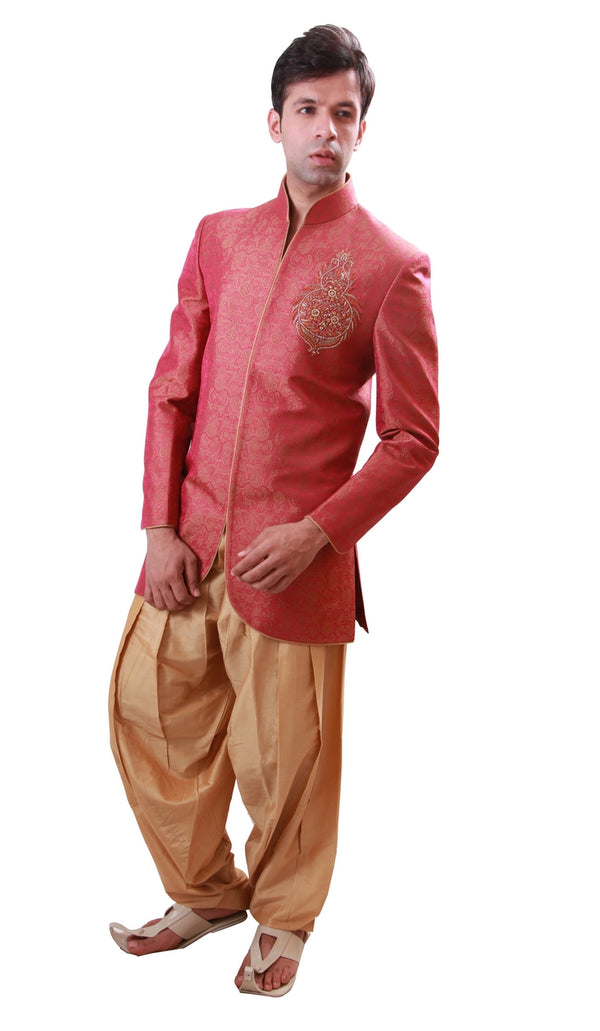 Oriental Fuschia Indian Wedding Beautiful Indo-Western Sherwani for Men