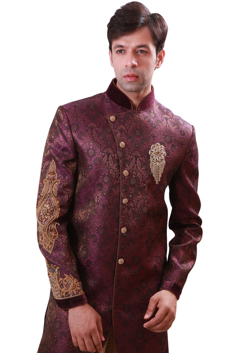 Purple Indian Wedding Indo-Western Sherwani for Men