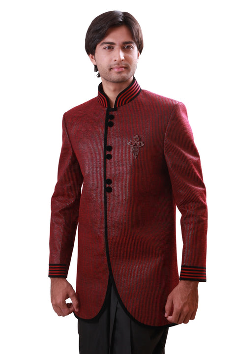 Burgundy Indian Wedding Indo-Western Sherwani for Men