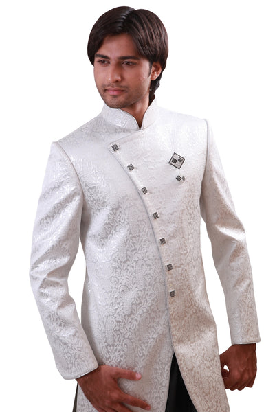 White Indian Wedding Indo-Western Sherwani for Men – Saris and Things