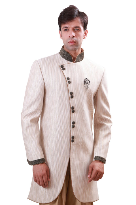 Cream Indian Wedding Indo-Western Sherwani for Men