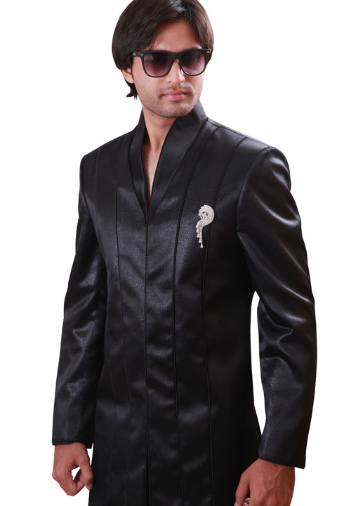 Black Indian Wedding Indo-Western Sherwani for Men