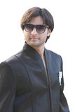 Black Indian Wedding Indo-Western Sherwani with High Neck Collar for Men