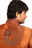 Raw Silk Mustard Indian Wedding Sherwani For Men BL2003SNT