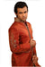 Stylish Highneck Indian Wedding Rust Sherwani Kurta Pajama For Men