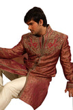 Rich Embroidery Work Indian Wedding Maroon Sherwani For Men