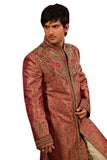 Rich Embroidery Work Indian Wedding Maroon Sherwani For Men