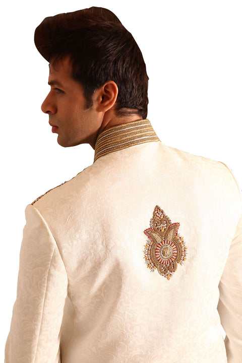 Elegant Indian Wedding White Sherwani For Men