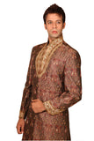 Trendy Highneck Indian Wedding Brown Sherwani For Men