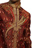 Royal Embroidery Indian Wedding Maroon Sherwani For Men