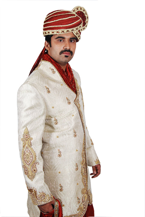 Modern Groom Indian Wedding Golden Sherwani For Men