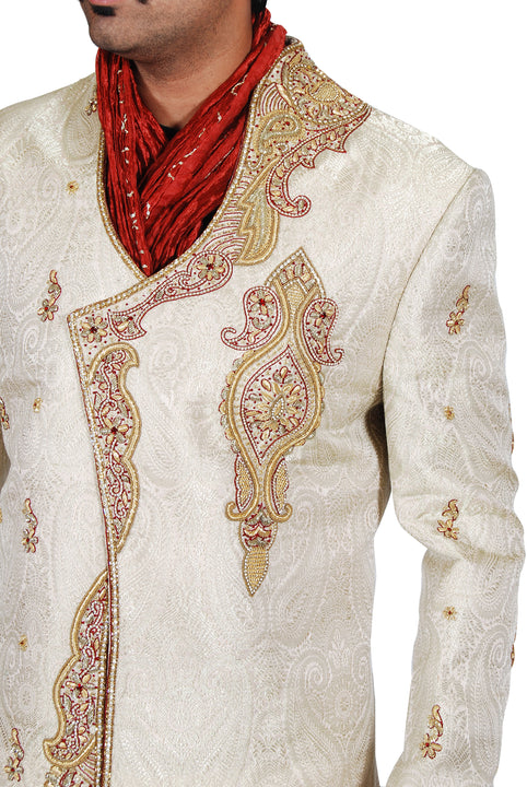 Modern Groom Indian Wedding Golden Sherwani For Men