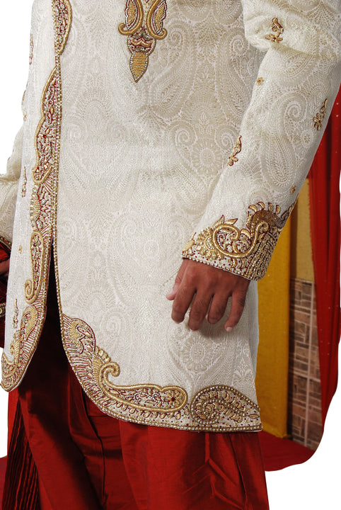 Modern Groom Indian Wedding Golden Sherwani For Men